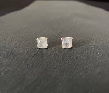 Moonstone and Silver Square Stud Earrings image 0