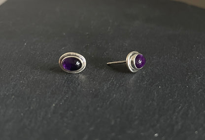 Amethyst Oval Stud Earrings image 1