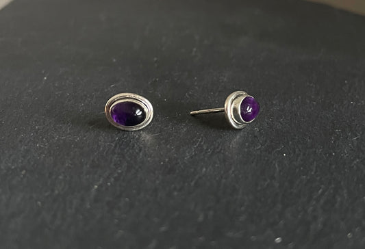 Amethyst Oval Stud Earrings image 1