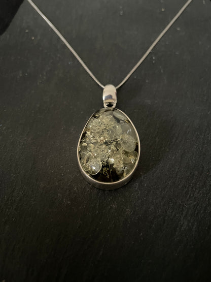 Green Amber and Silver Pendant image 1