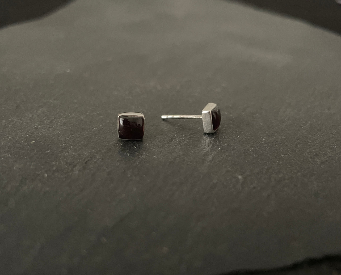 Square Garnet Stud Earrings image 1