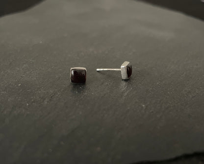 Square Garnet Stud Earrings image 1