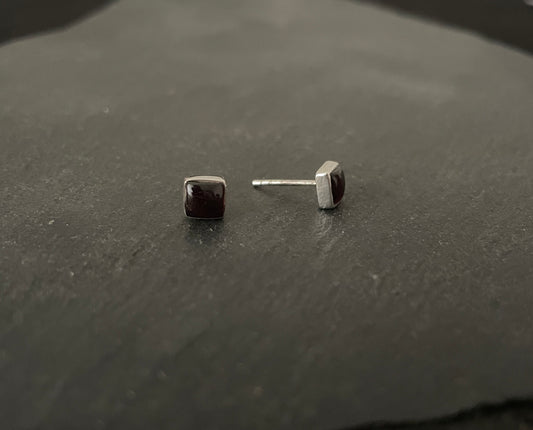 Square Garnet Stud Earrings image 1