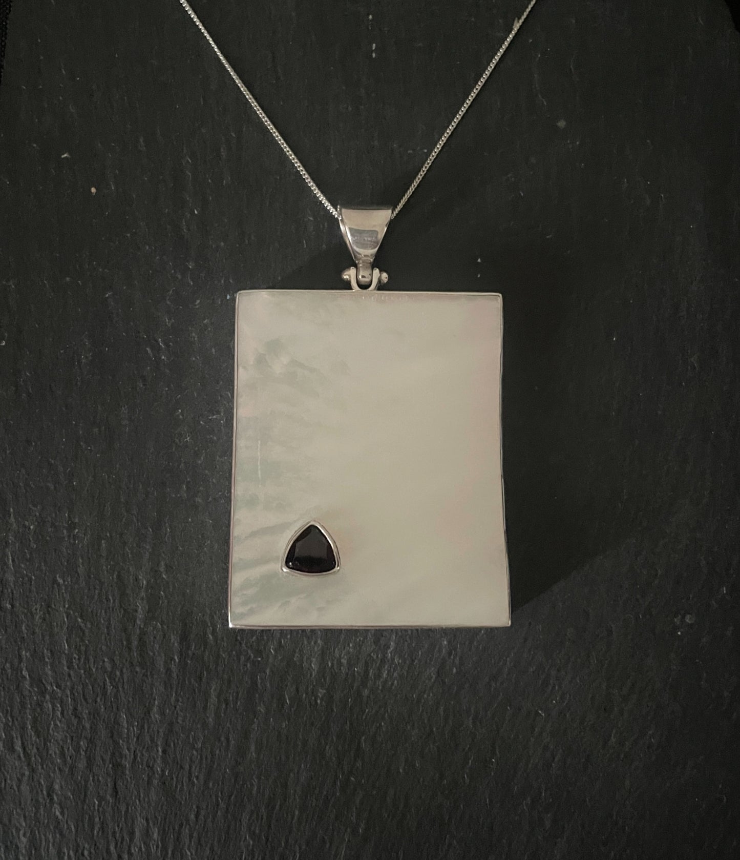 Garnet and Mother of Pearl Rectangle Pendant image 0