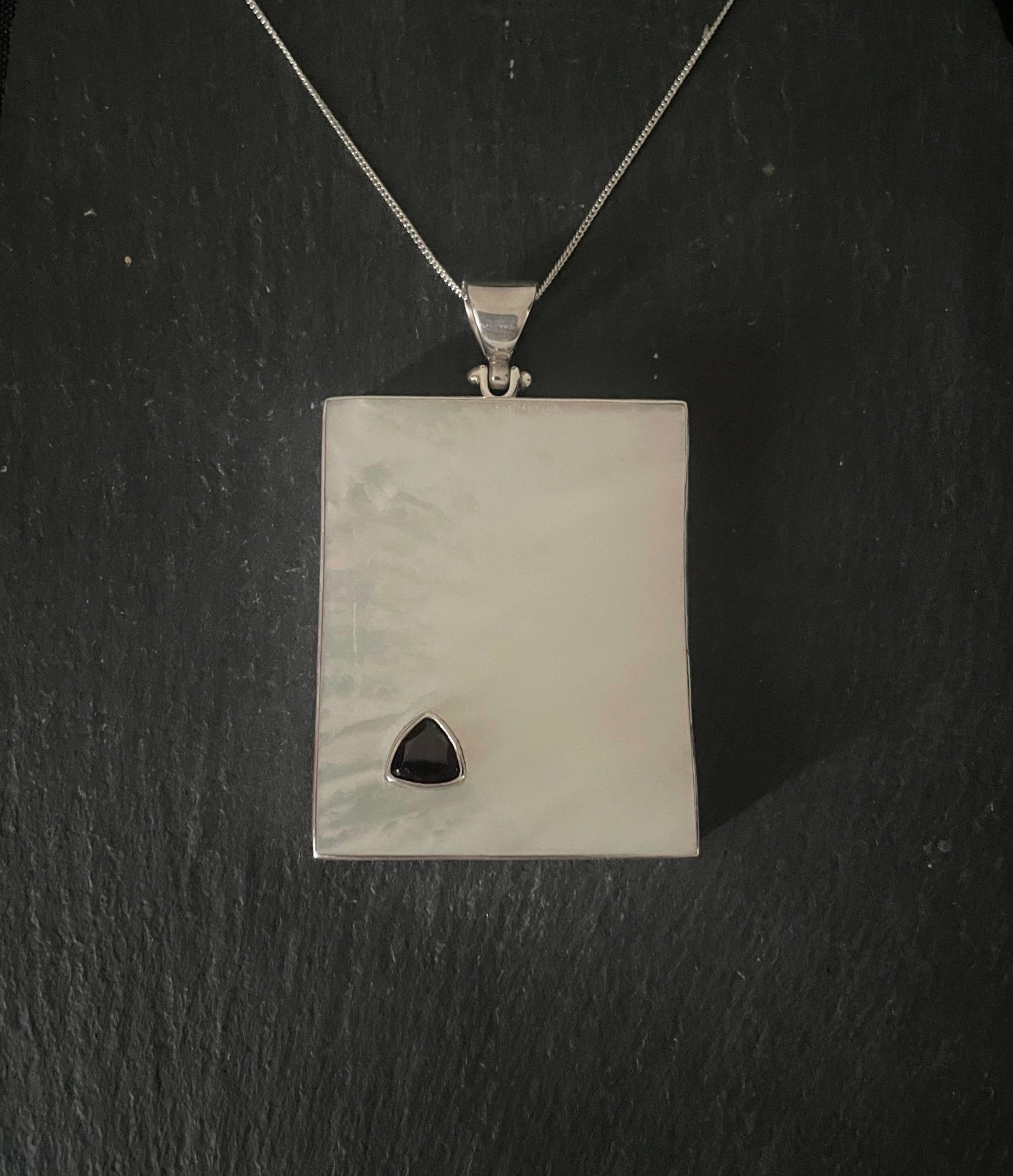 Garnet and Mother of Pearl Rectangle Pendant image 0