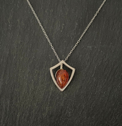 Amber and Silver pendant image 0