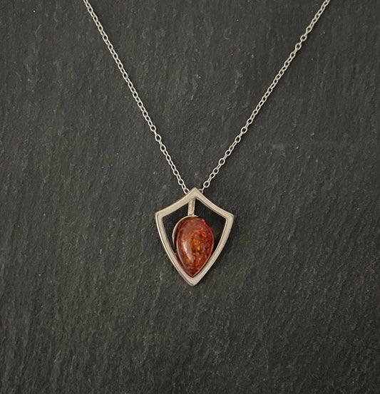 Amber and Silver pendant image 0
