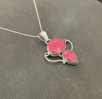 Oval and Teardrop Ruby Pendant image 2