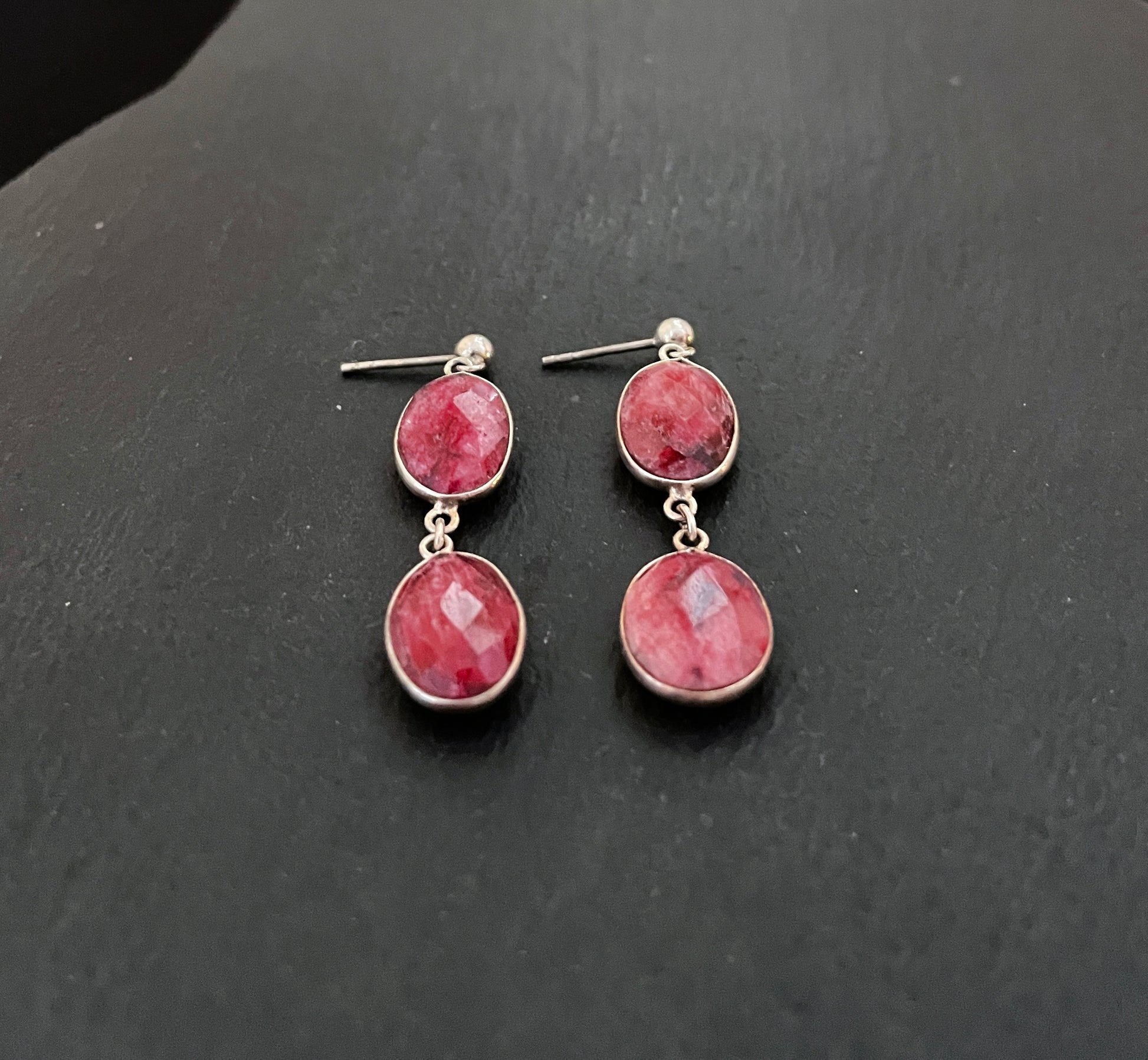 Oval Ruby Drop Earrings image 1