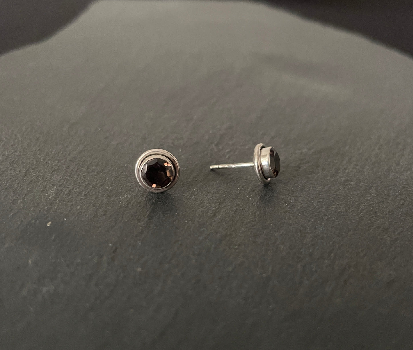 Smokey Quartz Round Studs image 1