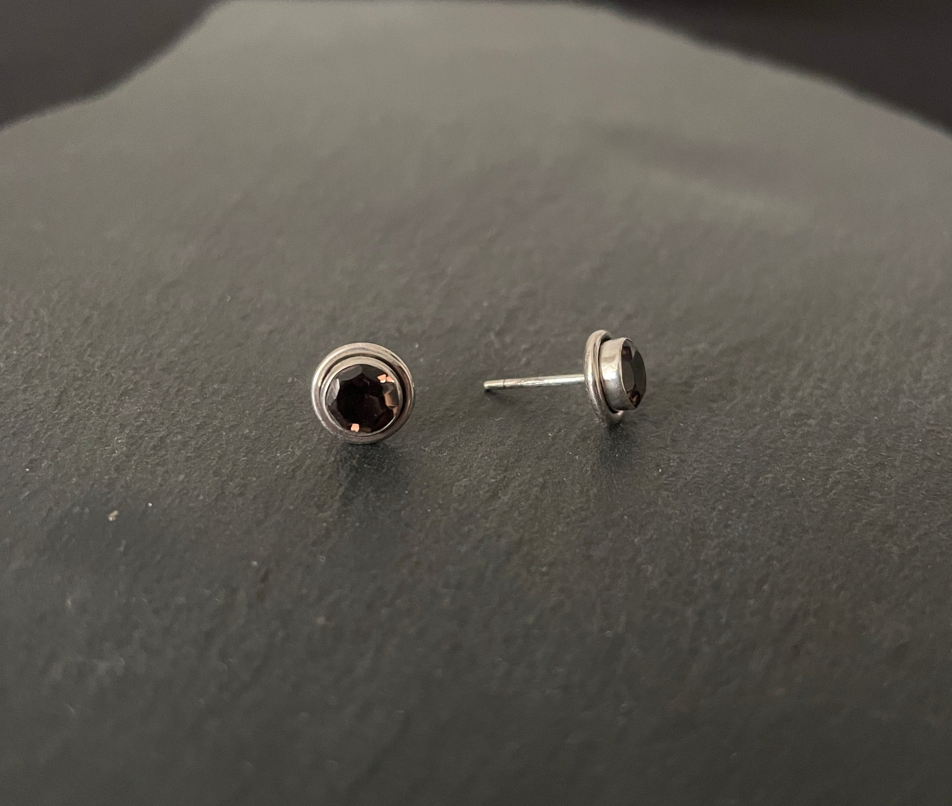 Smokey Quartz Round Studs image 1
