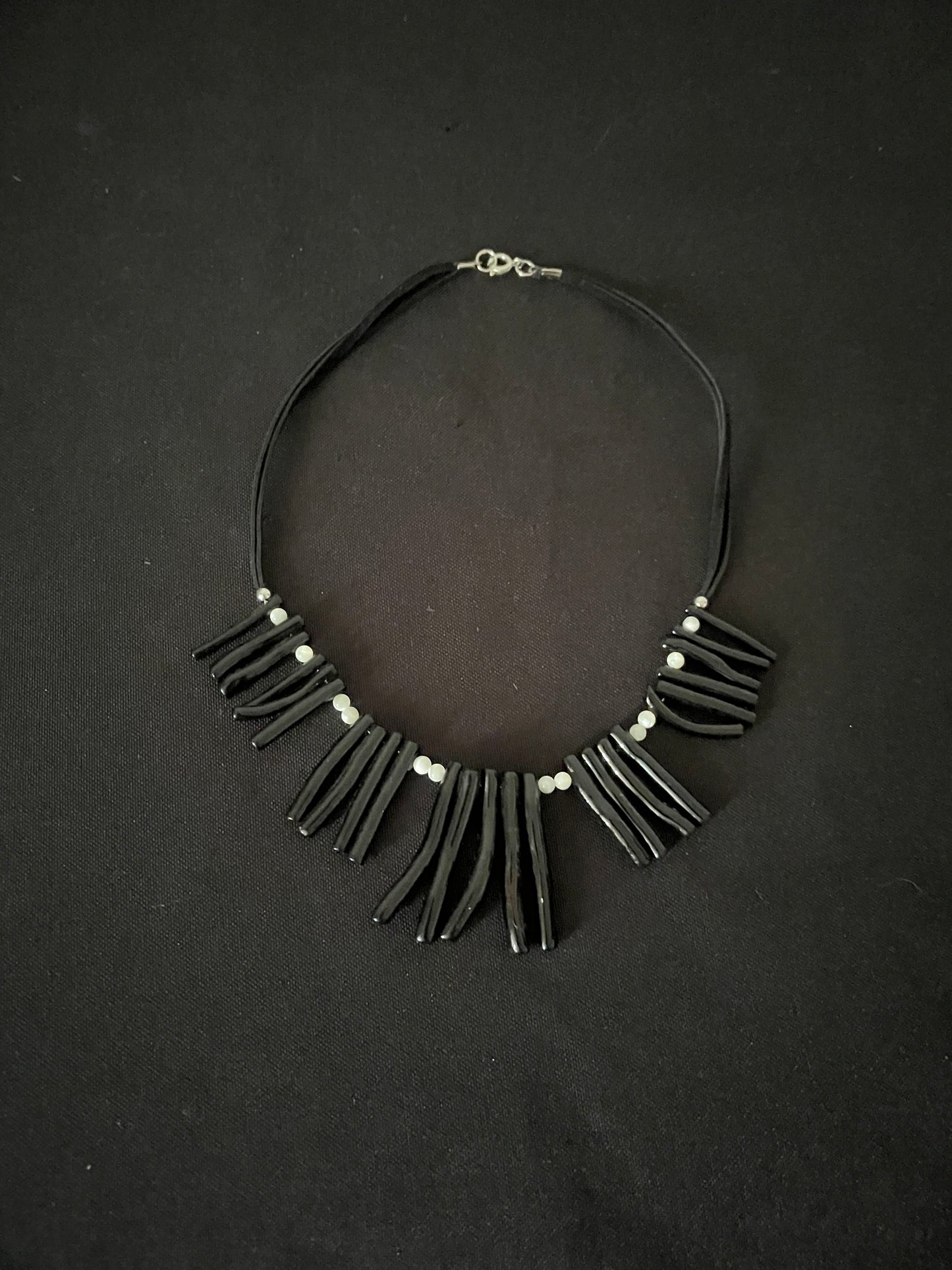 Black Bamboo and Bead Necklace image 4