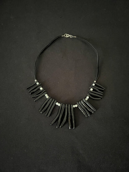 Black Bamboo and Bead Necklace image 4