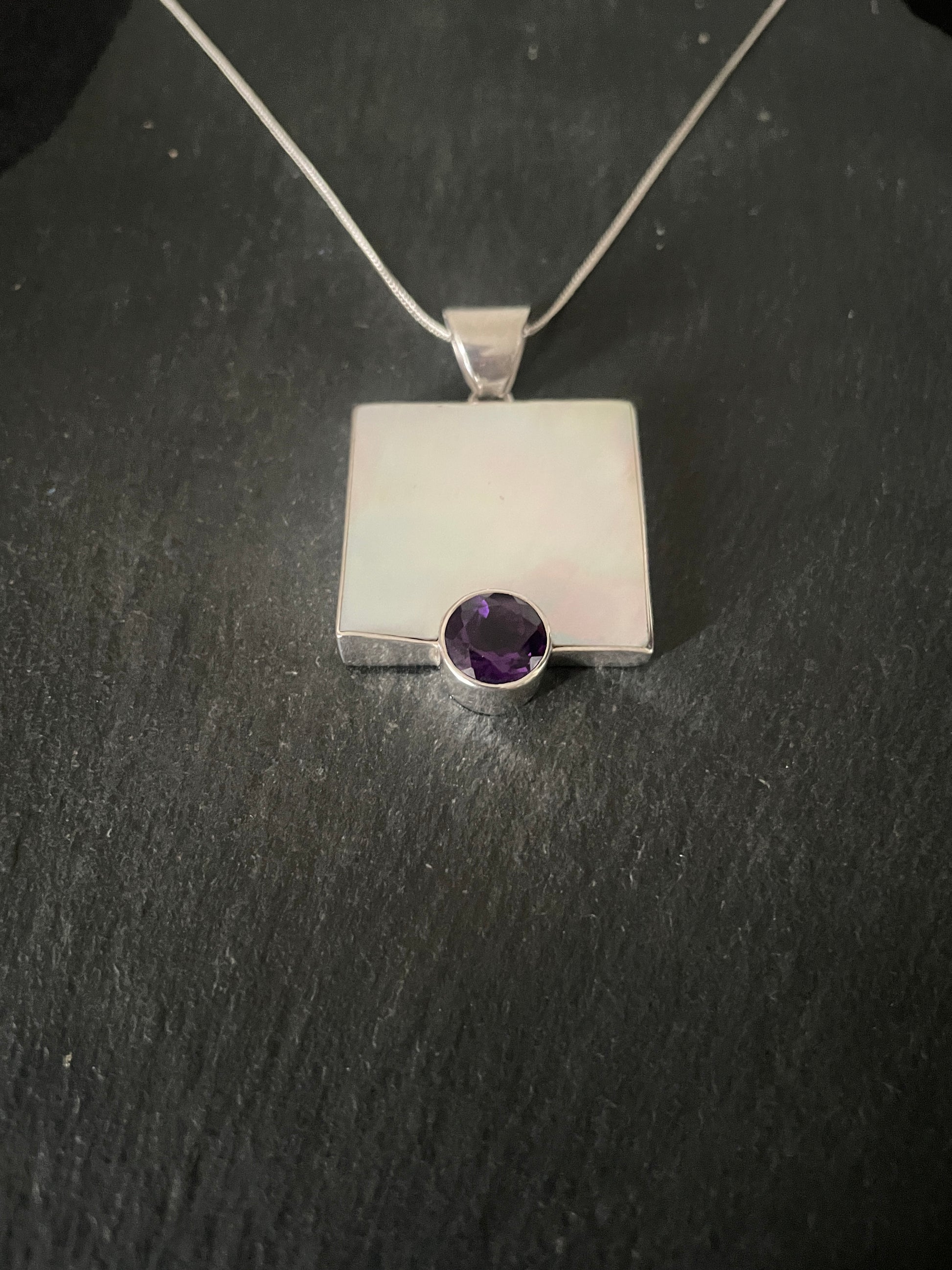 Amethyst and Mother of Pearl Pendant image 1