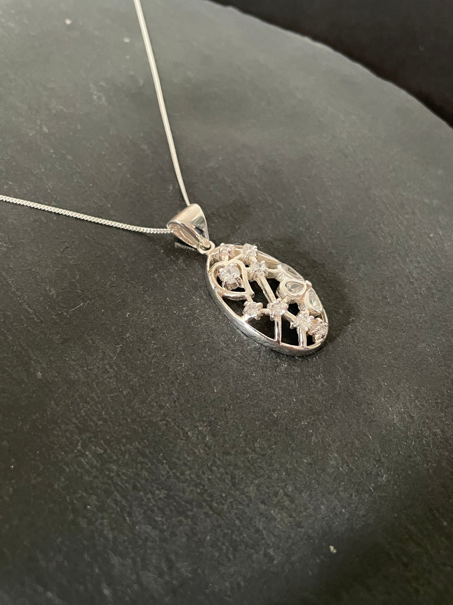 Cubic Zirconia and Silver Oval Pendant image 2