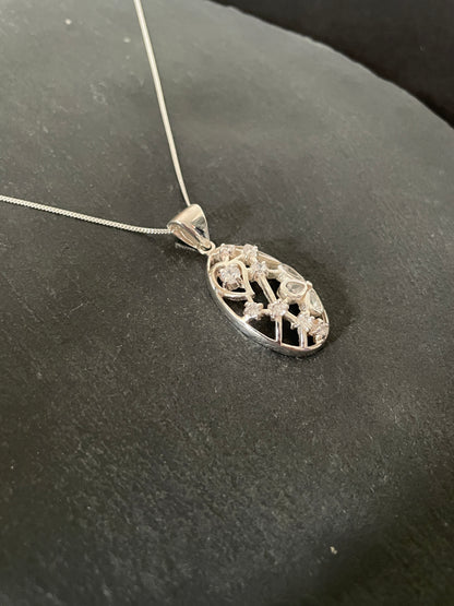 Cubic Zirconia and Silver Oval Pendant image 2