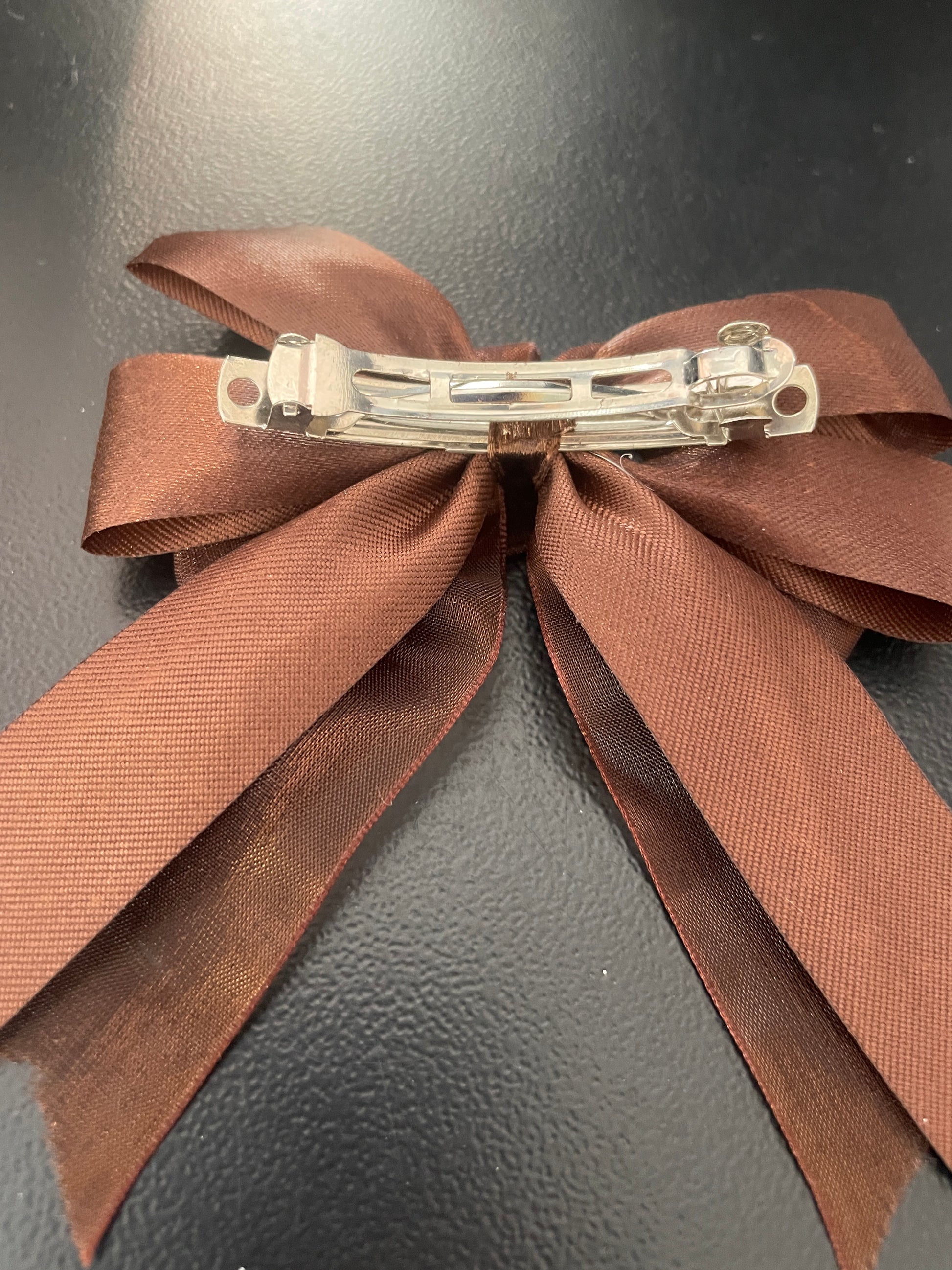 Brown and Navy Bow Hair Clips image 3