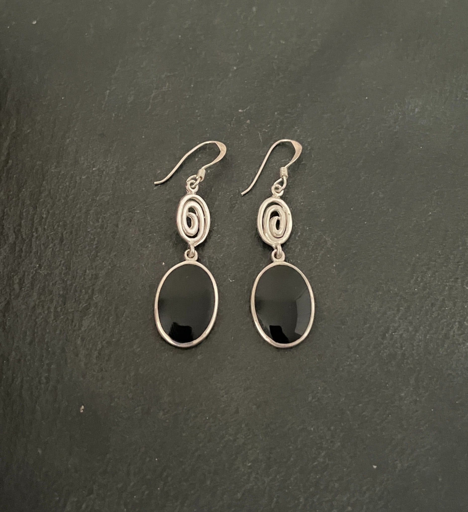 Black Onyx and Silver Earrings image 0