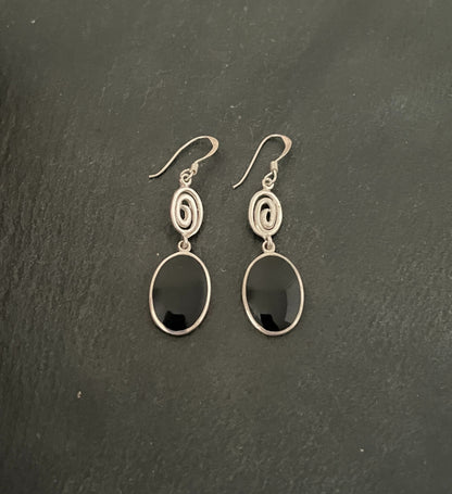 Black Onyx and Silver Earrings image 0