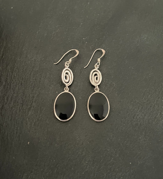 Black Onyx and Silver Earrings image 0
