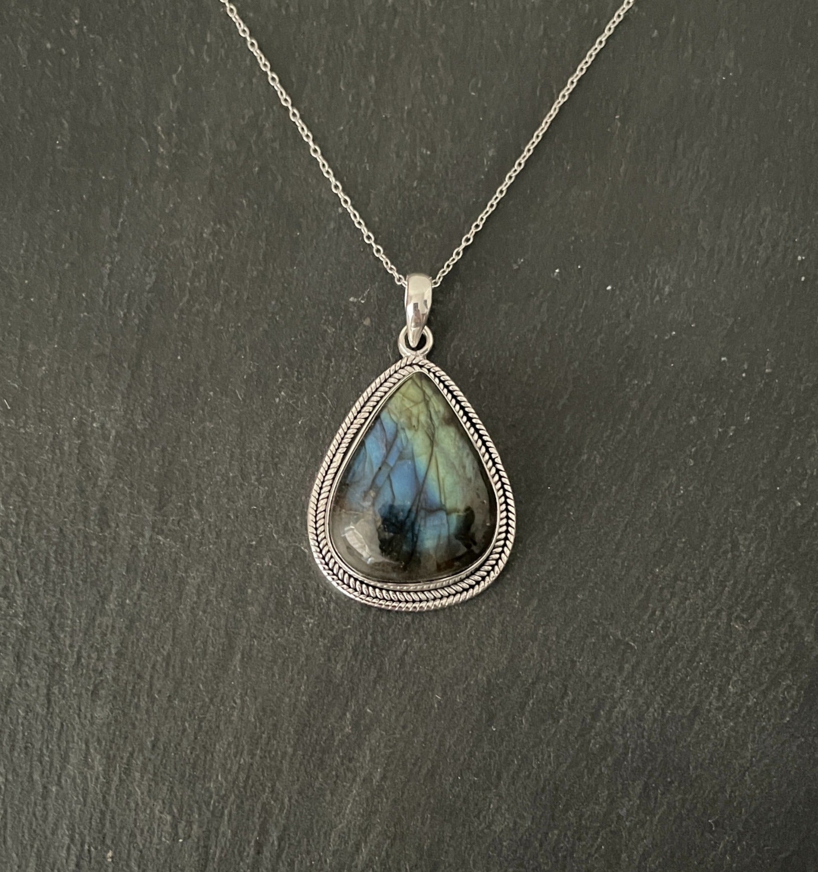 Labradorite and Silver Teardrop Pendant image 0