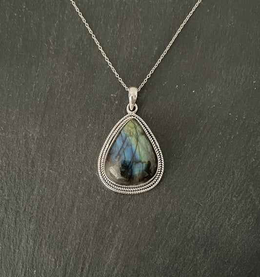 Labradorite and Silver Teardrop Pendant image 0