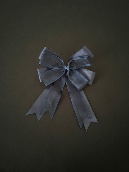 Brown and Navy Bow Hair Clips image 2