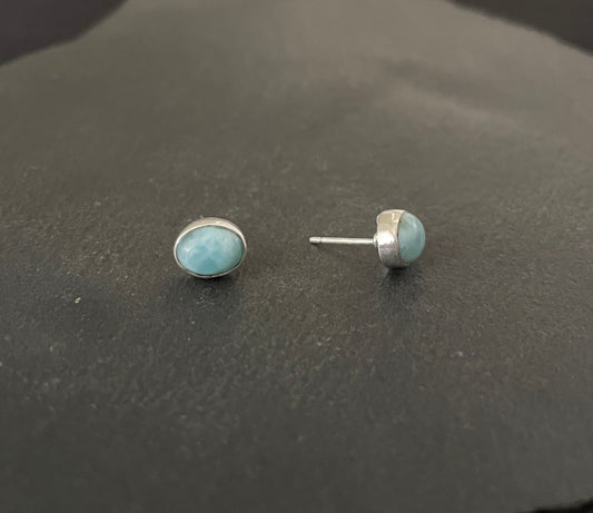 Oval Larimar Stud Earring image 1