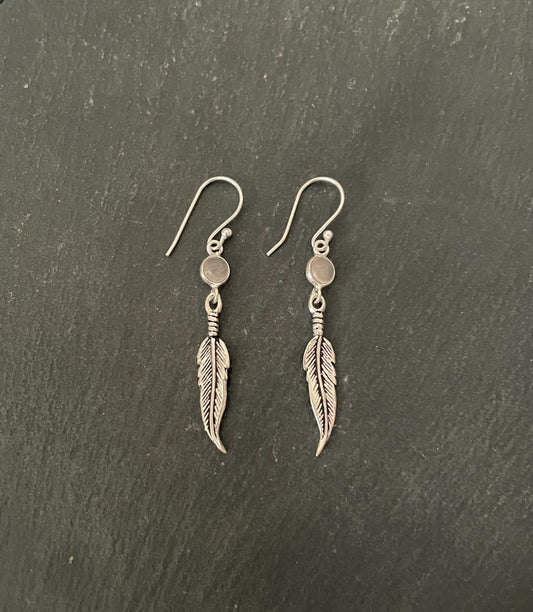 Rose Quartz Feather Earrings image 0
