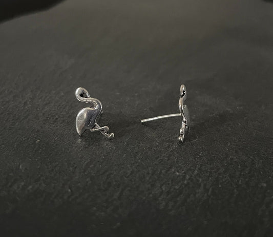 Silver Flamingo Studs image 1