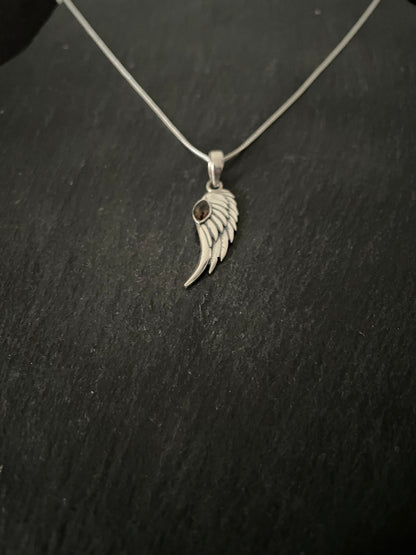 Smokey Quartz Angel Wing Pendant image 1