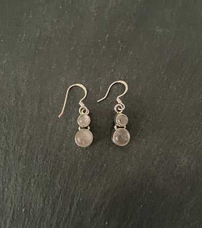 Two Stone Rose Quartz Round Drop Earrings image 0