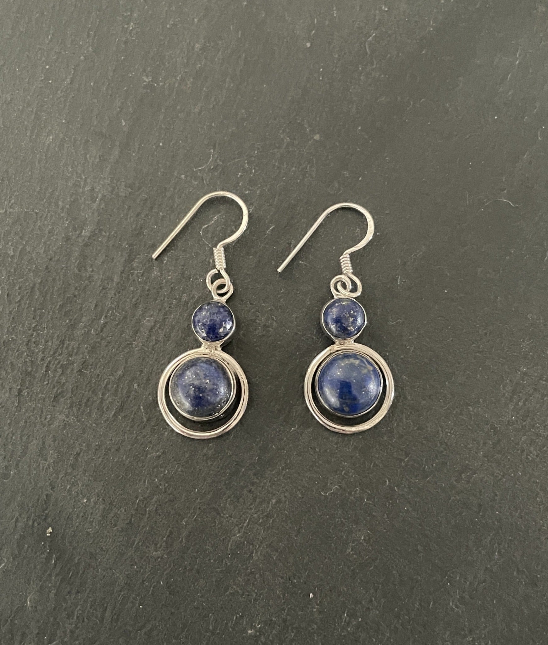 Lapis Lazuli Round Drop Earrings image 0