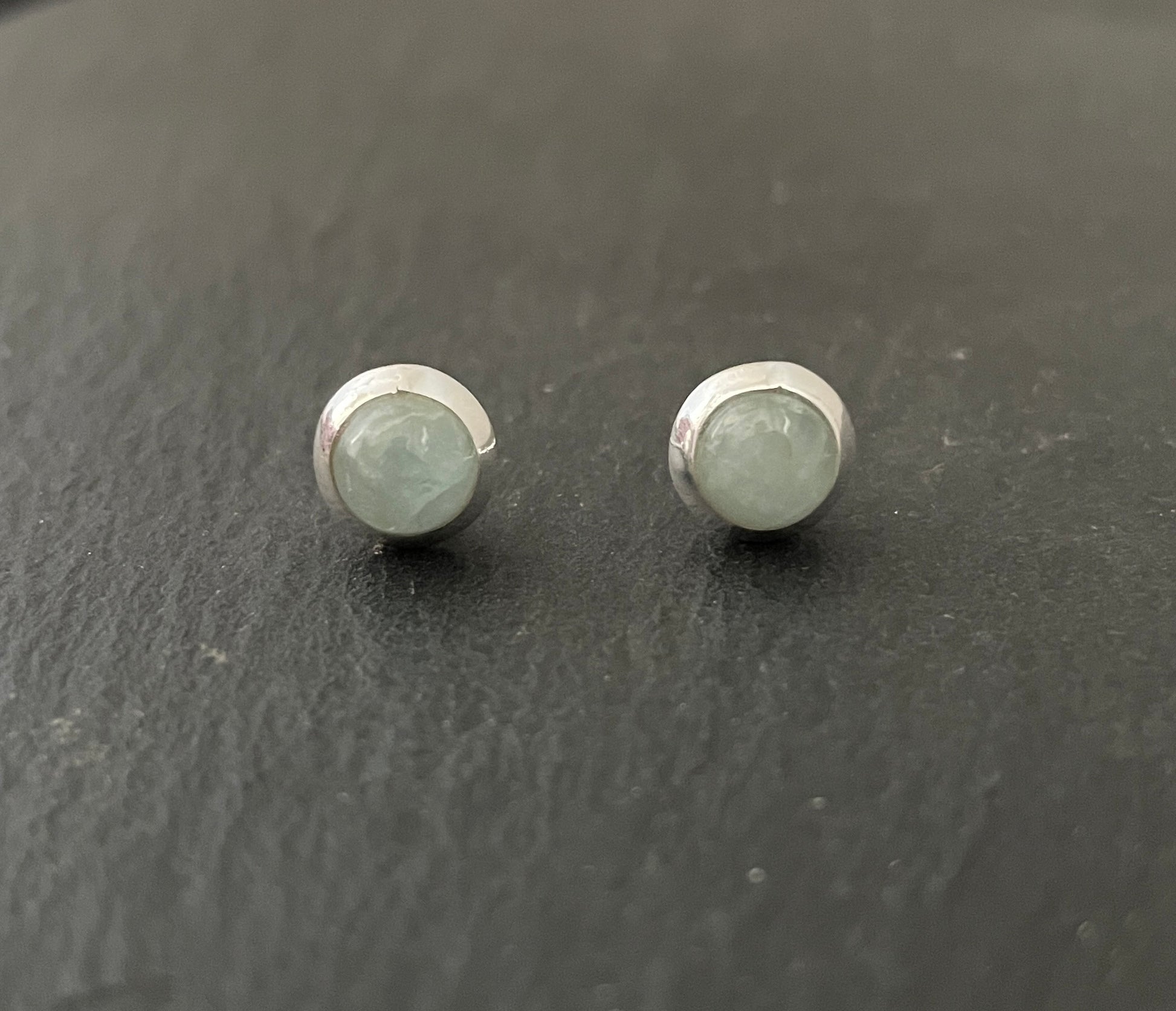 Aquamarine Round Stud Earrings image 0