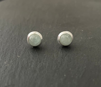 Aquamarine Round Stud Earrings image 0