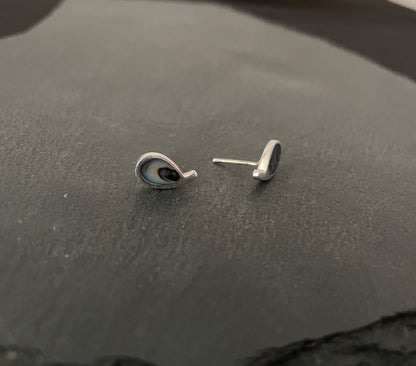 Paua Shell and Silver Teardrop Studs image 1