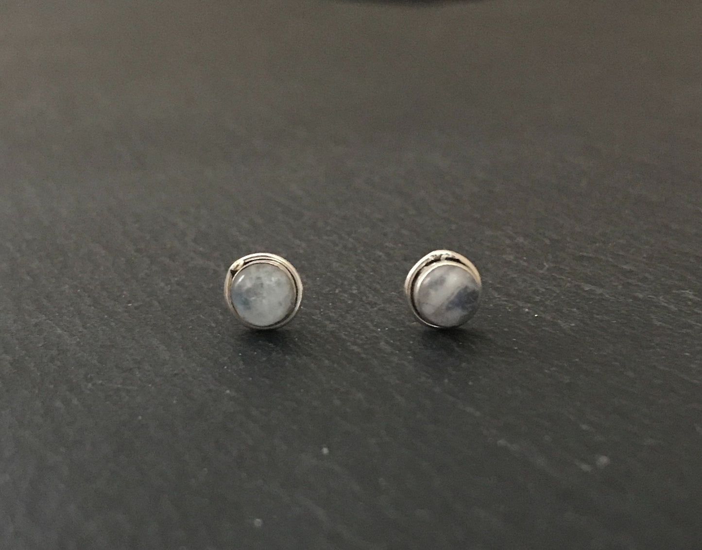 Round Moonstone Studs image 0