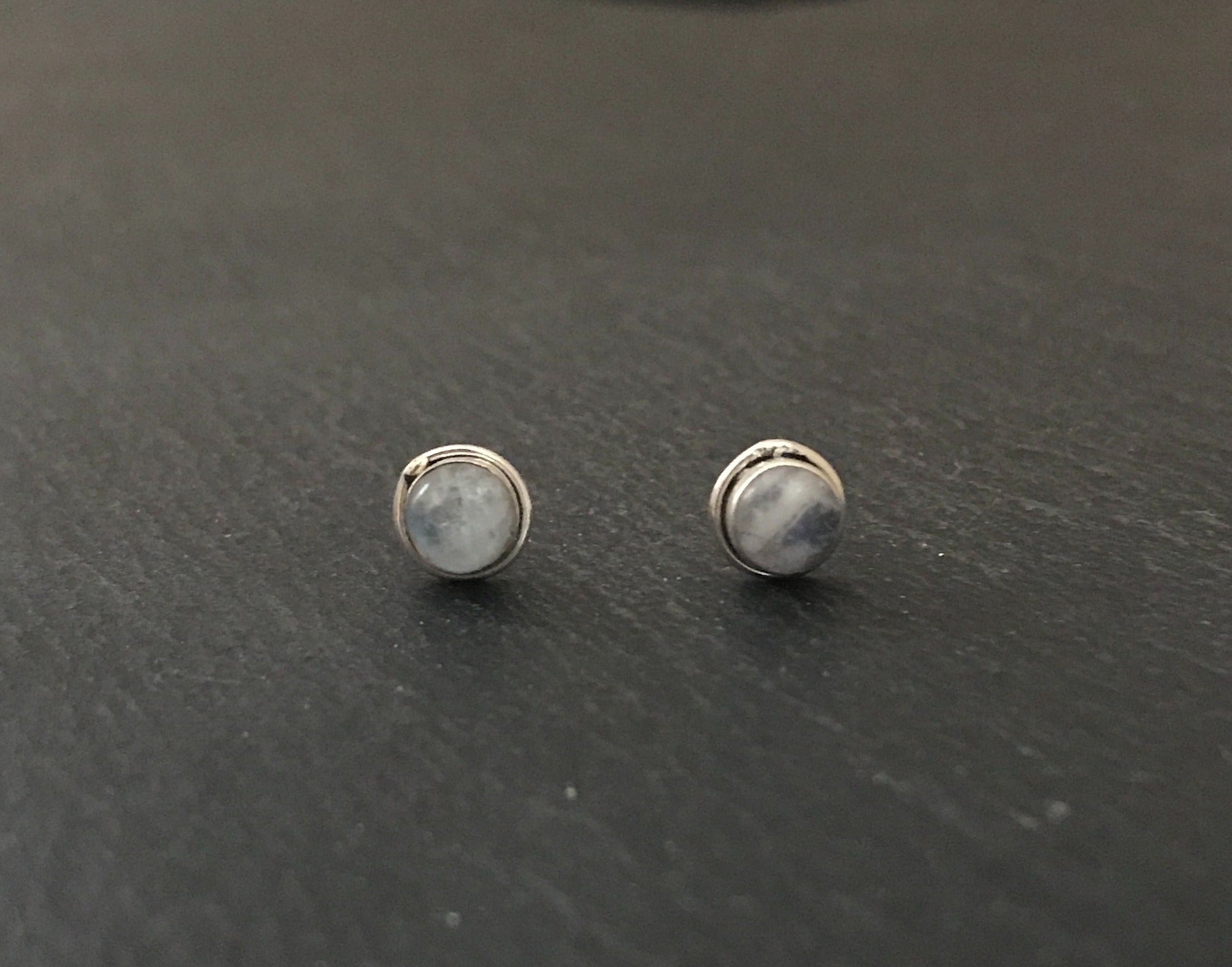 Round Moonstone Studs image 0