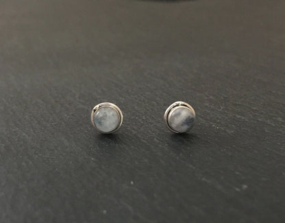 Round Moonstone Studs image 0