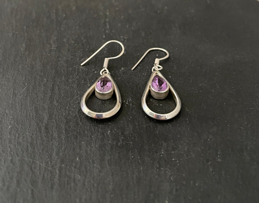 Amethyst Teardrop Earrings image 1