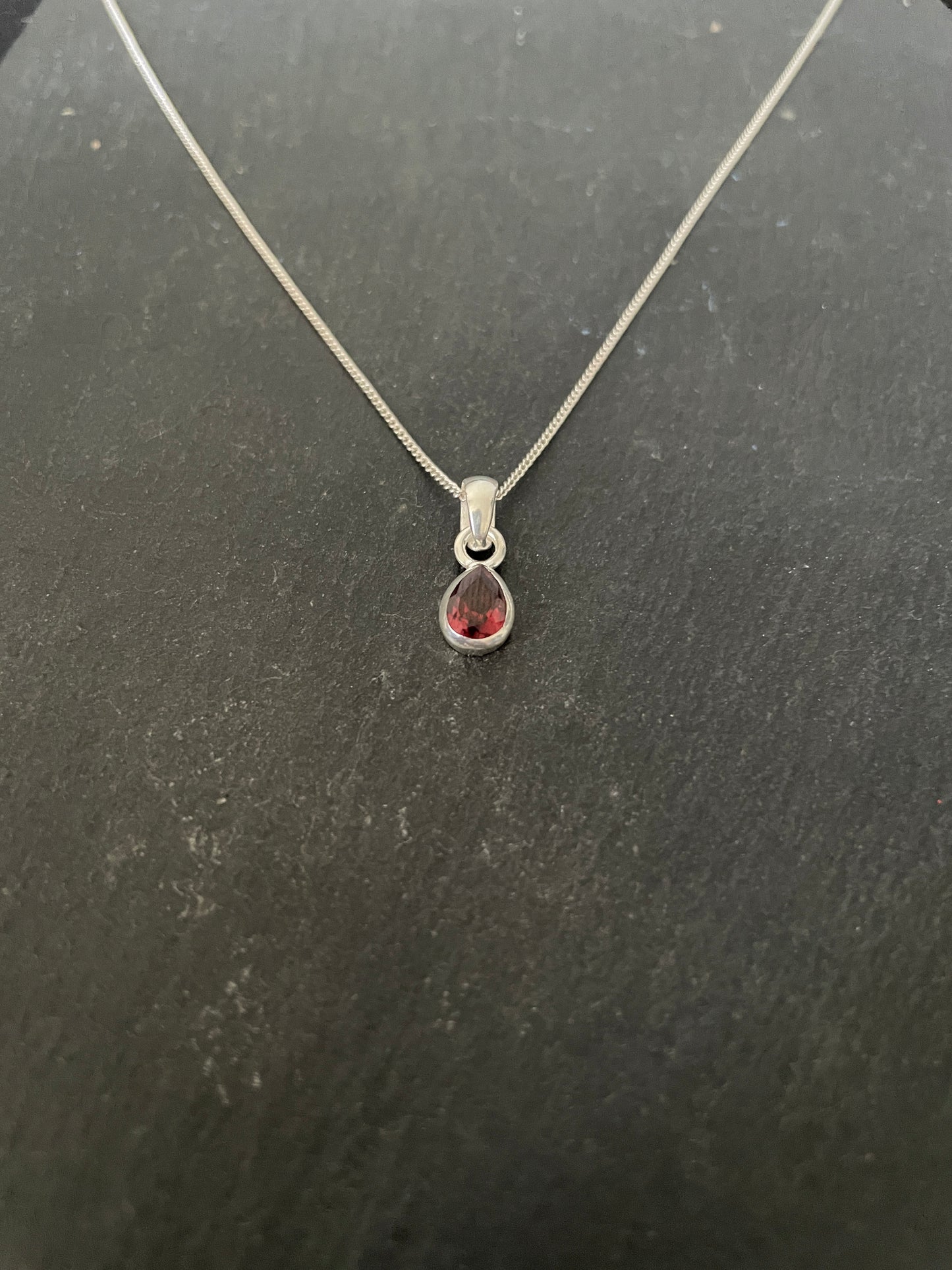 Garnet and Silver Teardrop Pendant image 1