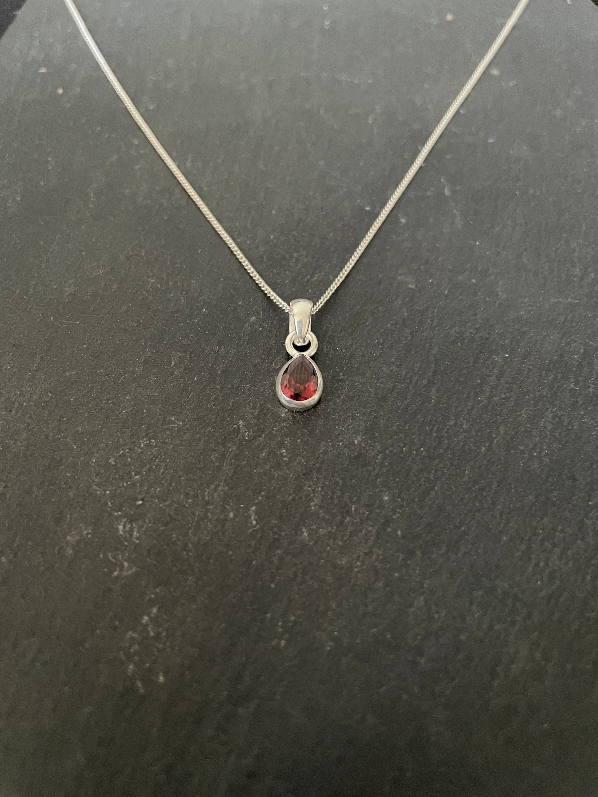Garnet and Silver Teardrop Pendant image 1
