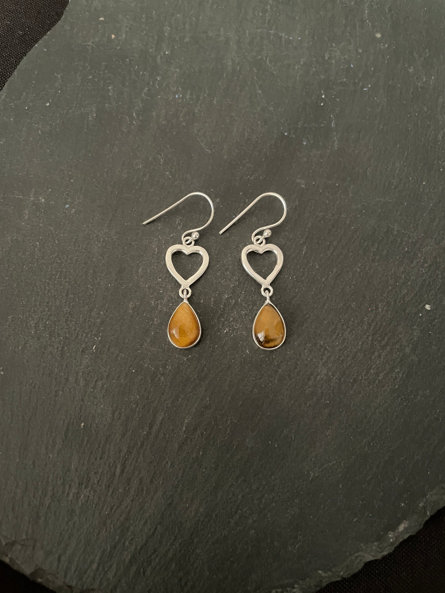 Tiger's Eye Heart Earrings image 0