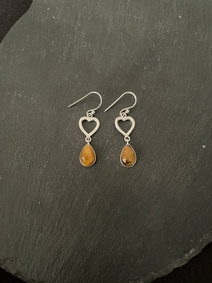 Tiger's Eye Heart Earrings image 0