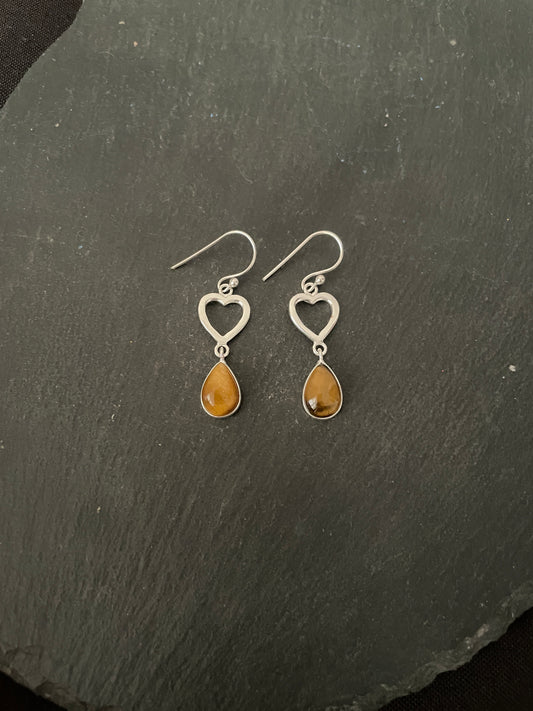 Tiger's Eye Heart Earrings image 0