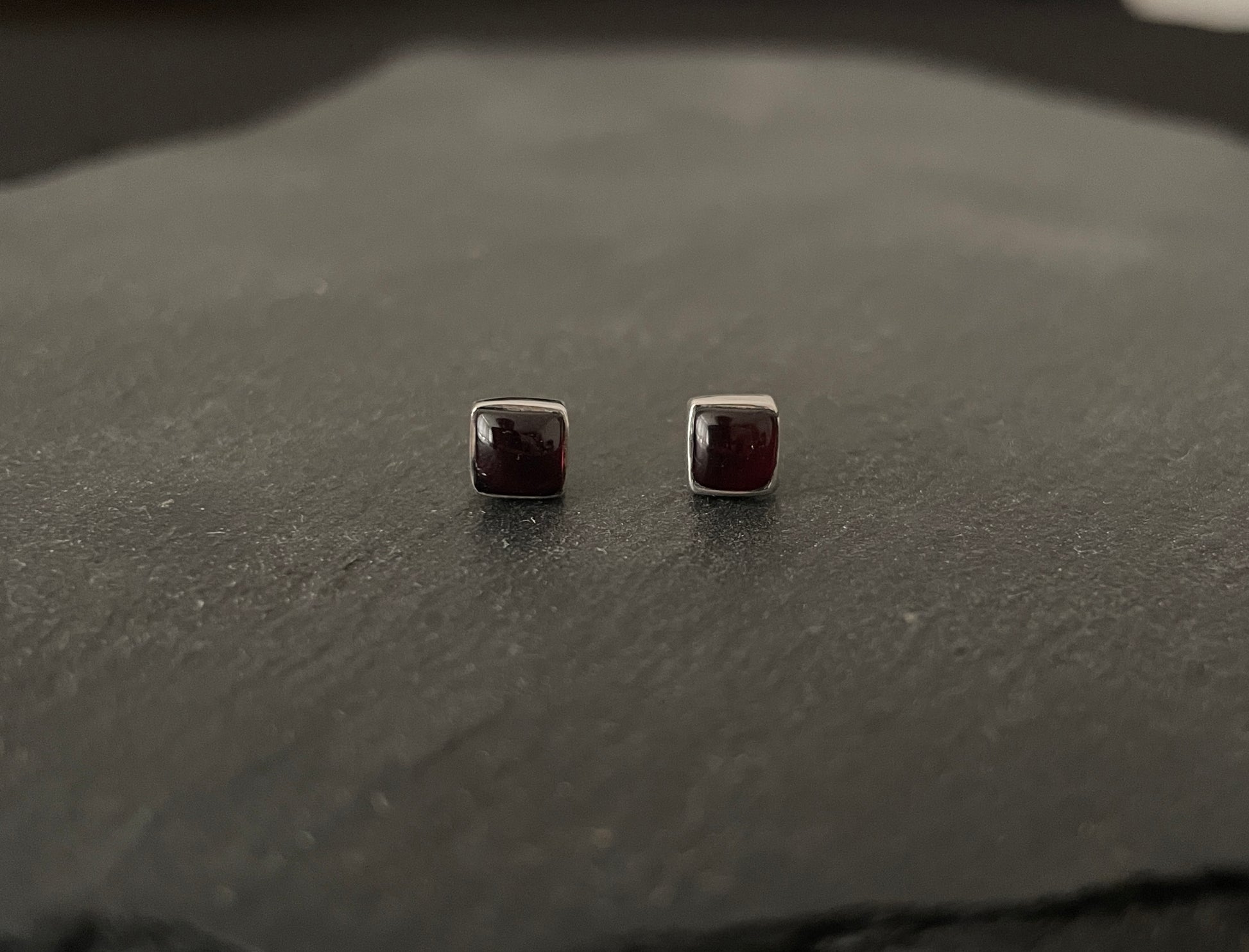 Square Garnet Stud Earrings image 0