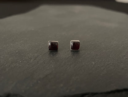 Square Garnet Stud Earrings image 0