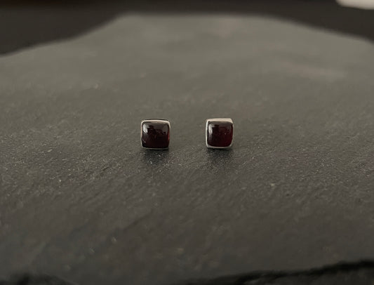 Square Garnet Stud Earrings image 0