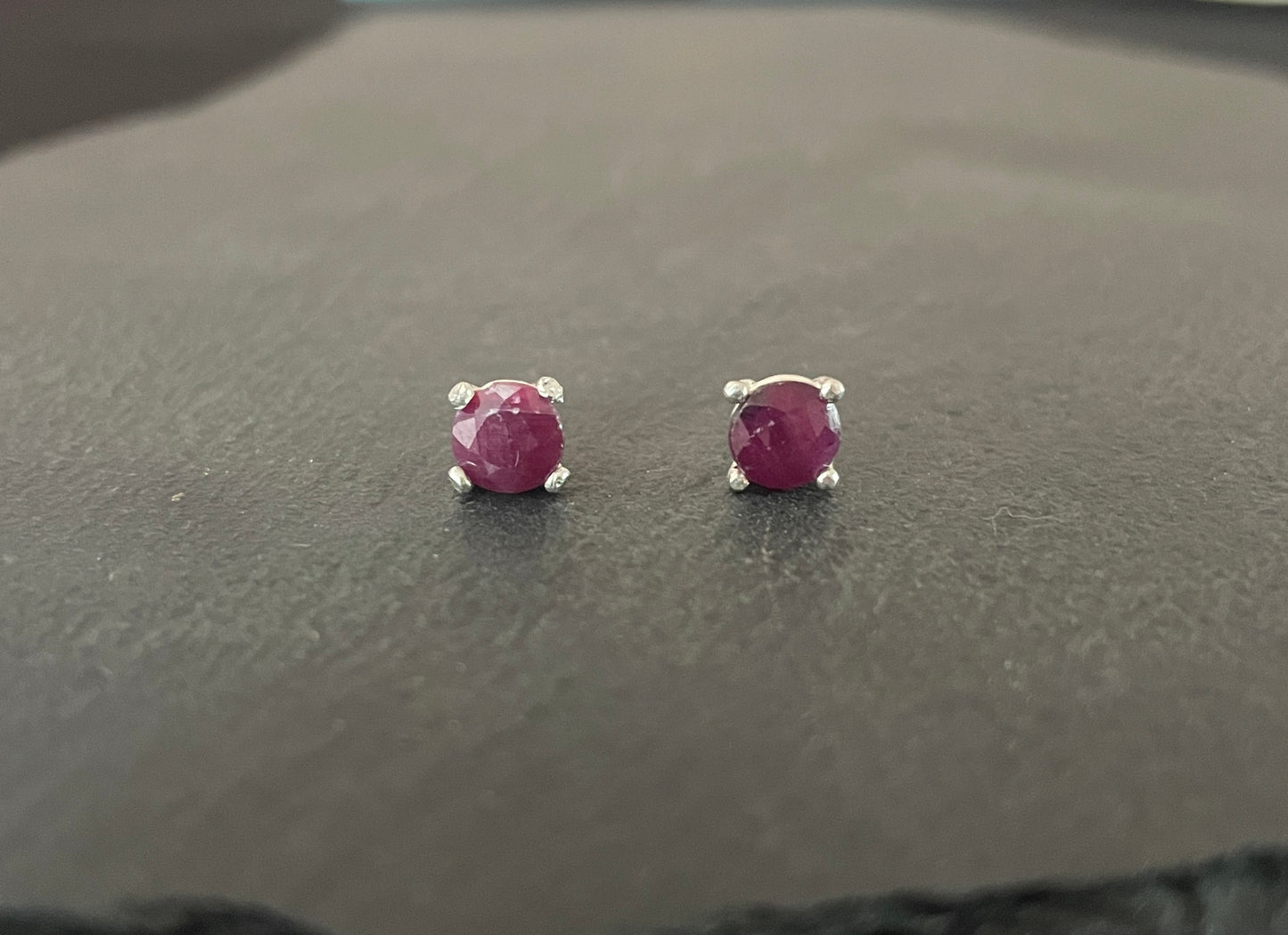 Round Ruby Stud Earrings image 0