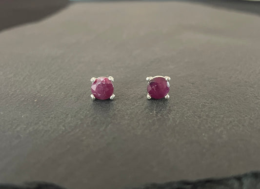 Round Ruby Stud Earrings image 0
